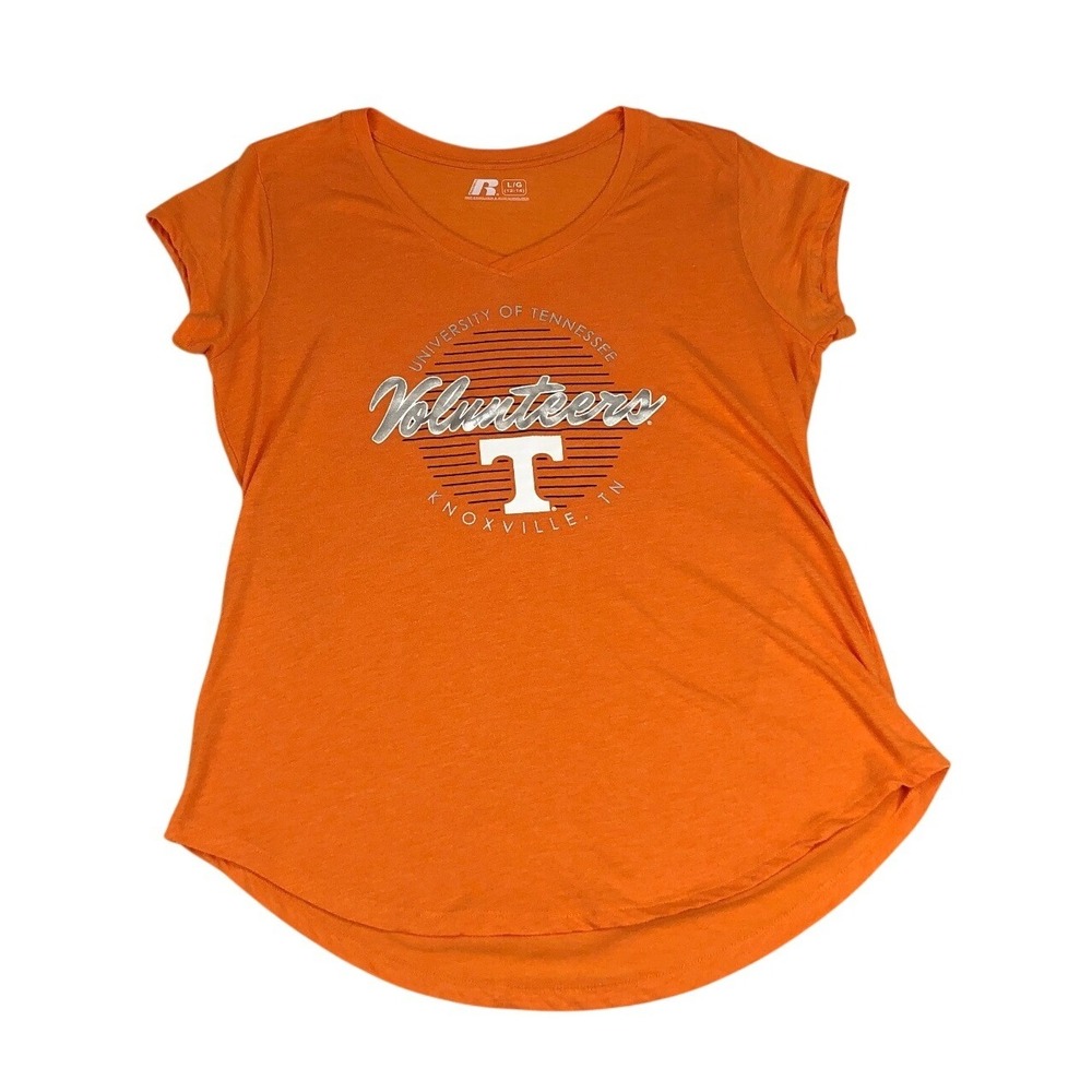 Russell University of Tennessee Volunteers Womens Orange V-Neck T-Shirt Large